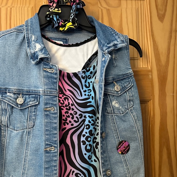 Balera Denim Vest with Vibrant Animal Print Dance Costume - Picture 2 of 5